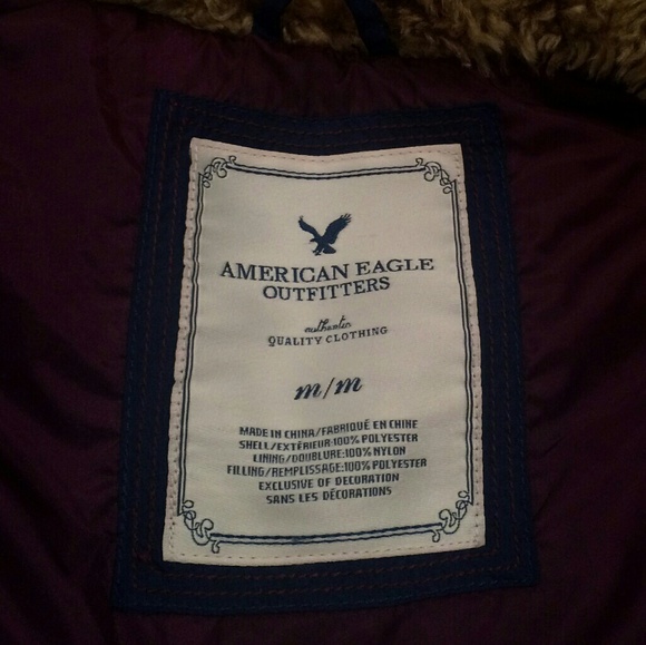 American Eagle Blue Hooded Furry Vest M - Picture 3 of 4